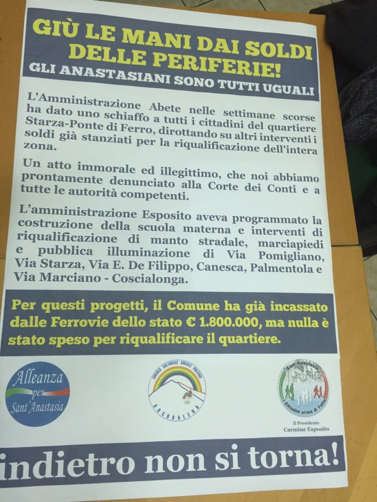 Sant’Anastasia, esposto alla Corte dei Conti sui fondi delle Ferrovie, la consigliera Zucconi: «Uno schiaffo ai cittadini del quartiere Starza».