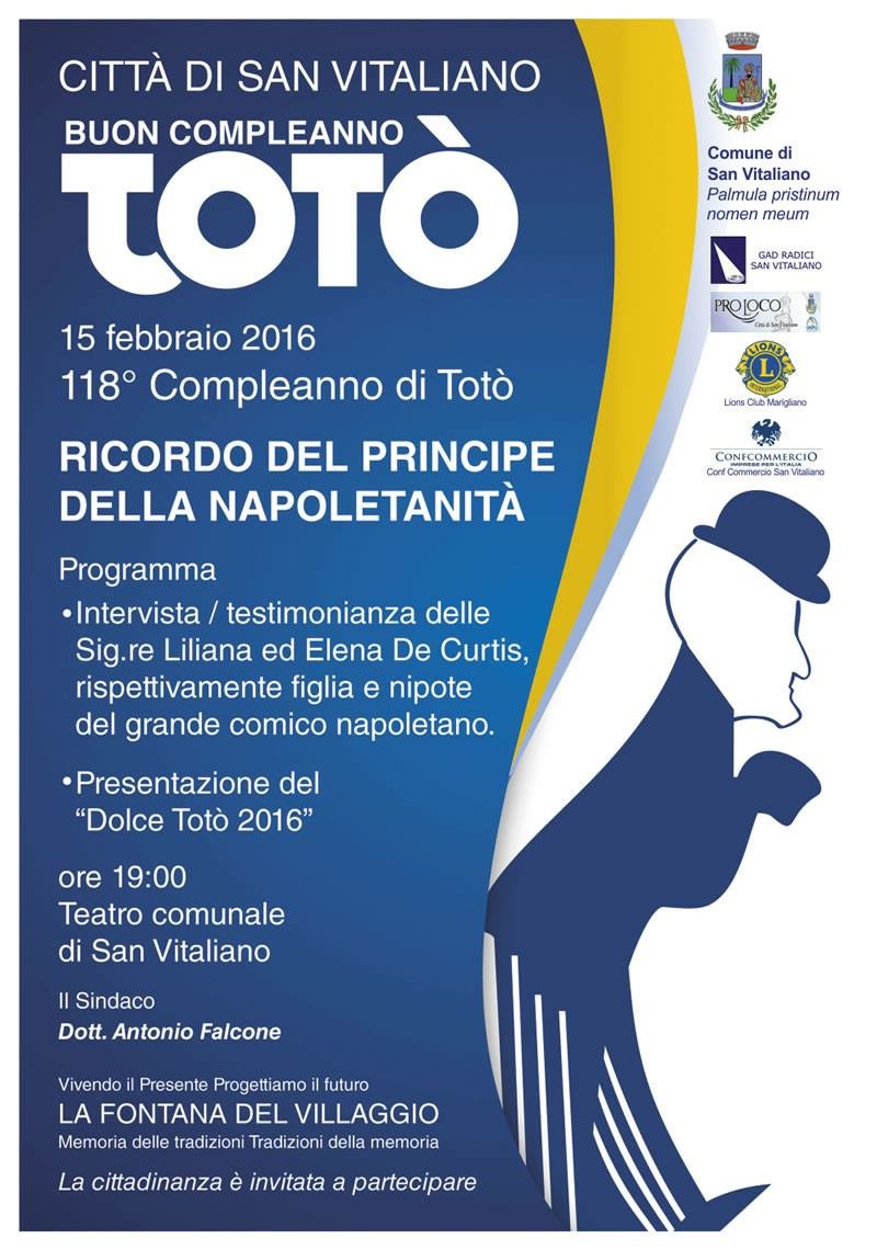 San Vitaliano: “Buon compleanno Totò”, ricordo del principe della napoletanità