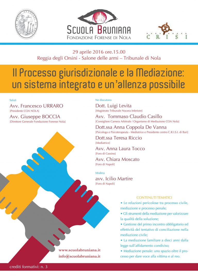 Nola, “Il Processo giurisdizionale e la Mediazione: un sistema integrato e un’alleanza possibile”. Convegno sul tema