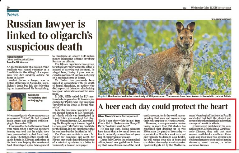 Il Times di Londra dedica un articolo a una ricerca Neuromed   