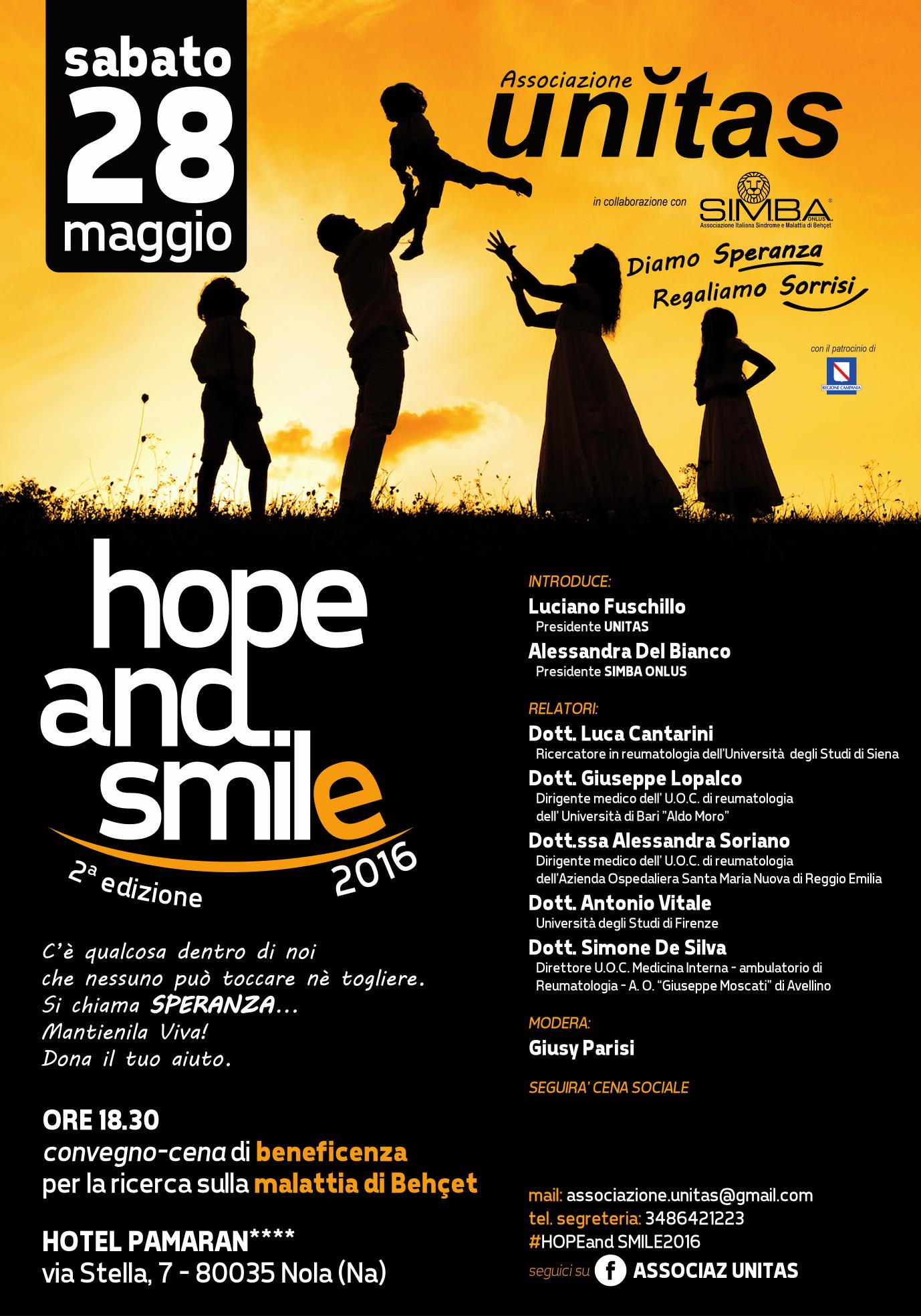 “Sorriso e speranza per non essere più soli”, a Nola il 18 maggio 2016, convegno e cena di beneficenza per la ricerca sulla malattia di Behcet