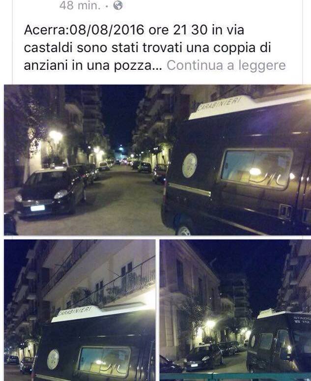 Acerra, il post fb della notizia bufala