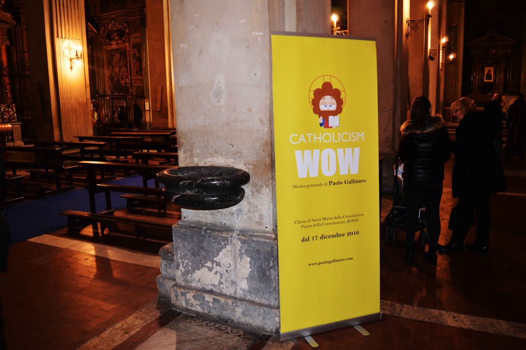 Paolo Gallinaro "Catholicism Wow" a Roma: il roll up della mostra