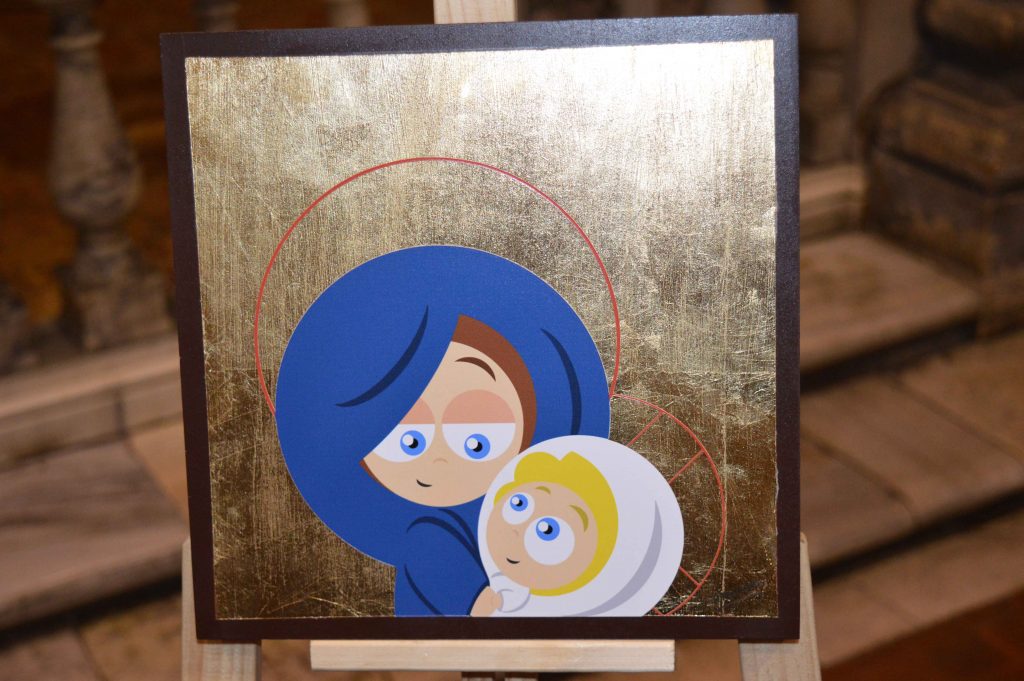 Paolo Gallinaro "Catholicism Wow" a Roma: icona Vergine con Bambino