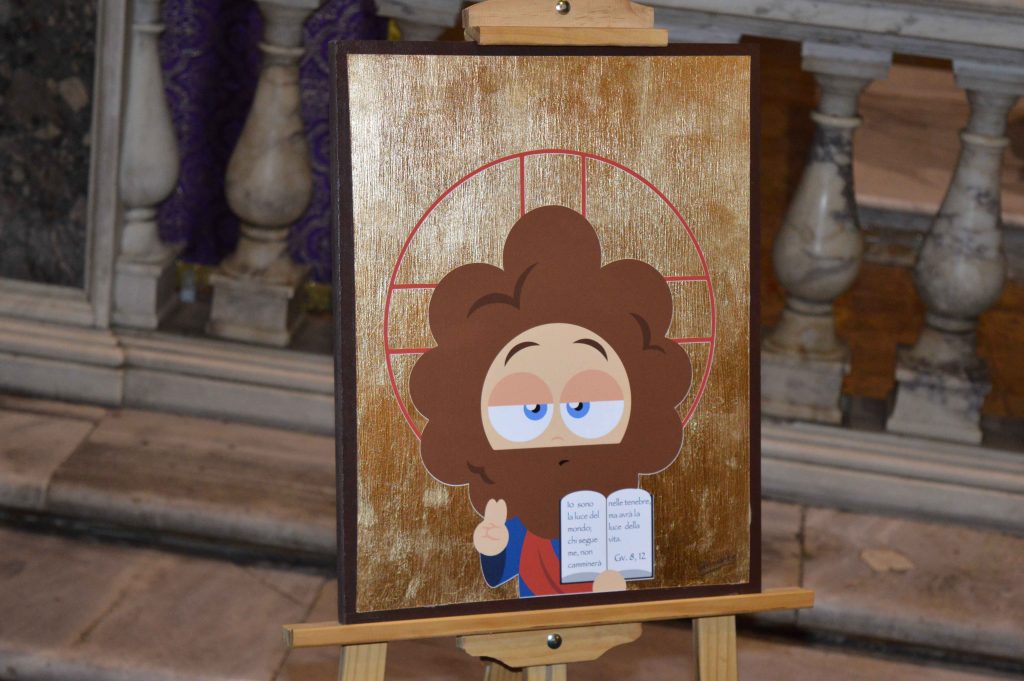 Paolo Gallinaro "Catholicism Wow" a Roma: icona con Cristo Pantocratore