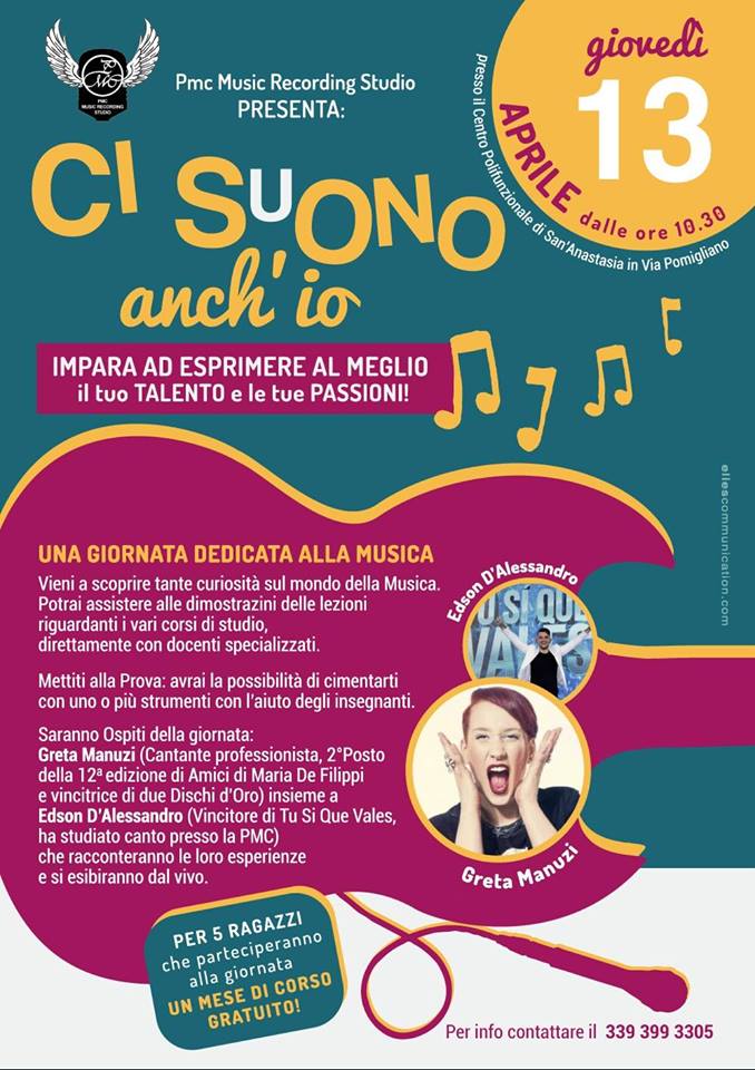 Sant’Anastasia, ad aprile una giornata dedicata alla musica con la Pmc: «Ci sUono anch’io»