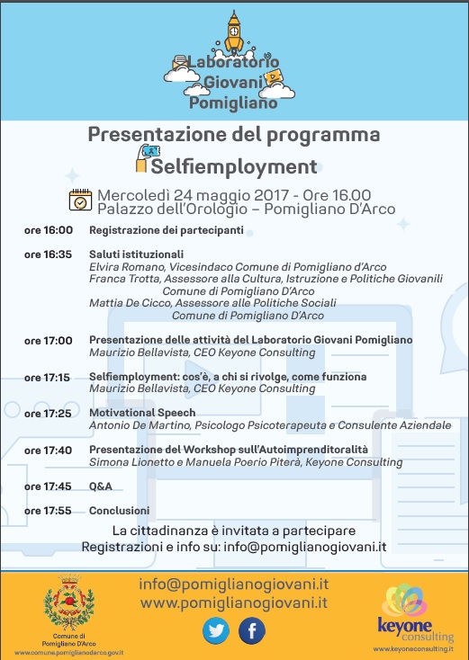 Pomigliano, Laboratorio Giovani e programma «Selfiemployment»: supporto a formazione e idee d’impresa di giovani cittadini.