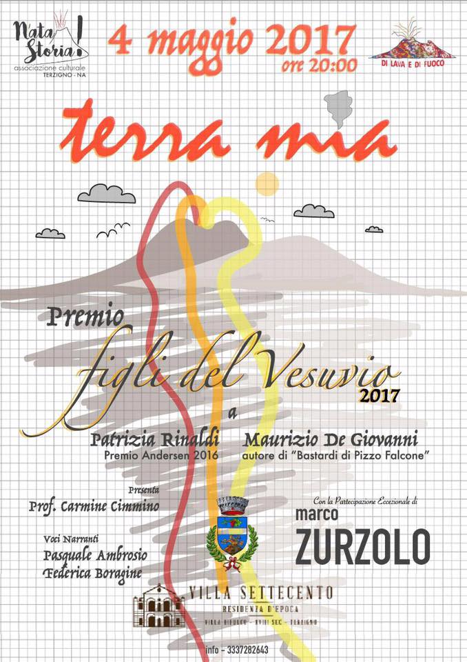 Terzigno: a Patrizia Rinaldi e a Maurizio De Giovanni il premio “Figli del Vesuvio” 2017.