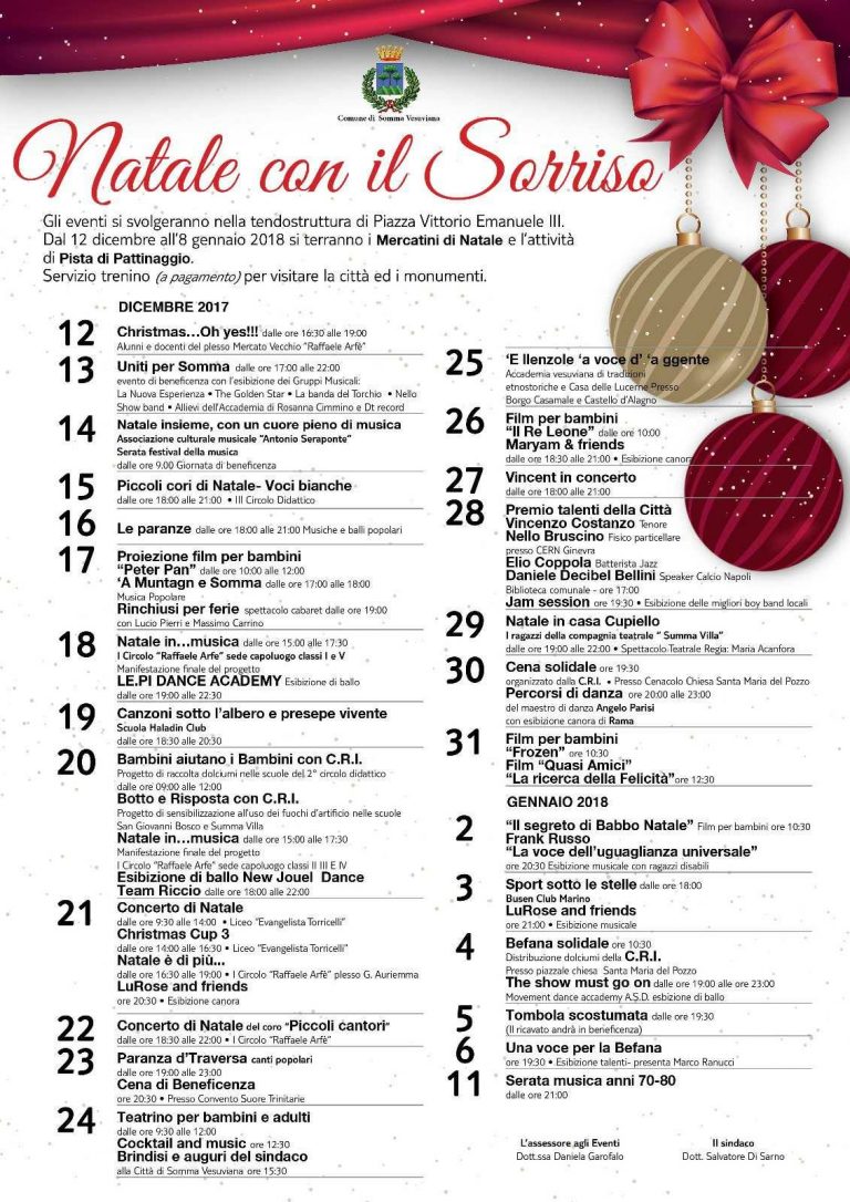 Somma Vesuviana, un mese di eventi per festeggiare il Natale