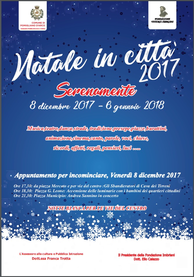Pomigliano d’Arco, musica, teatro, cultura e tradizioni per Serenamente, Natale in Città 2017