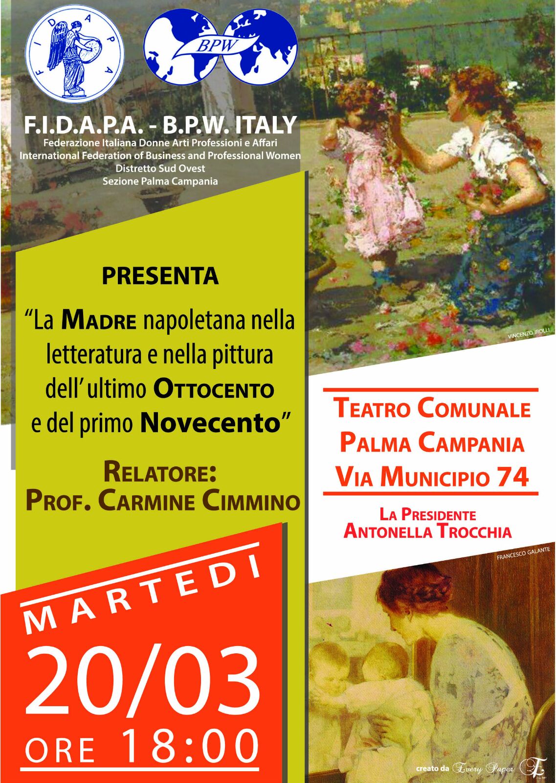A Palma Campania la “Fidapa” organizza un “incontro” sul tema della “Madre” nell’arte napoletana.