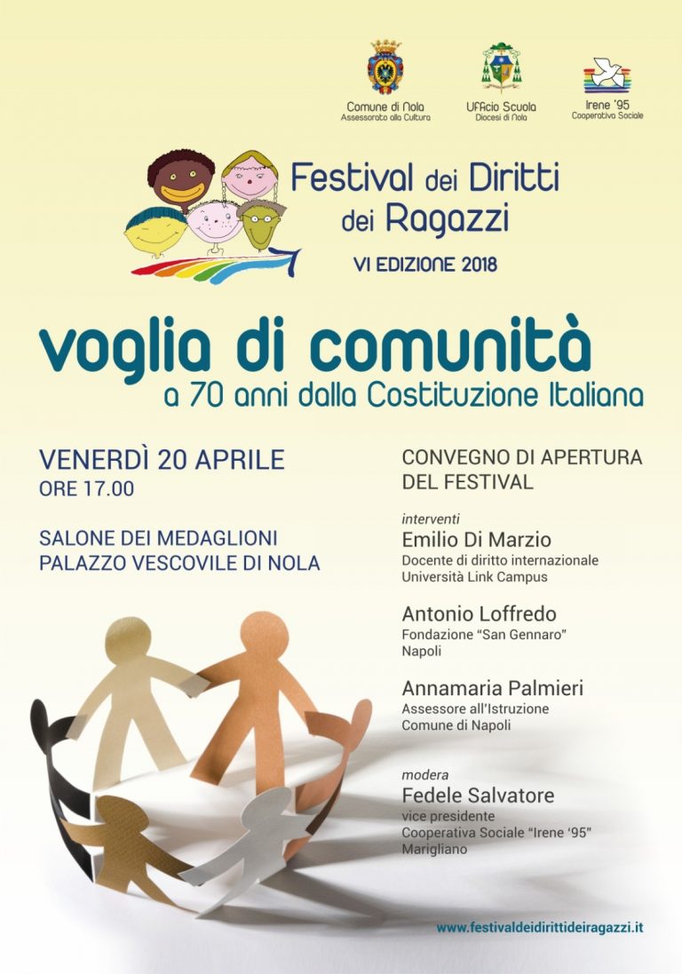 Nola, torna il Festival dei Diritti dei Ragazzi: il 20 aprile convegno di apertura