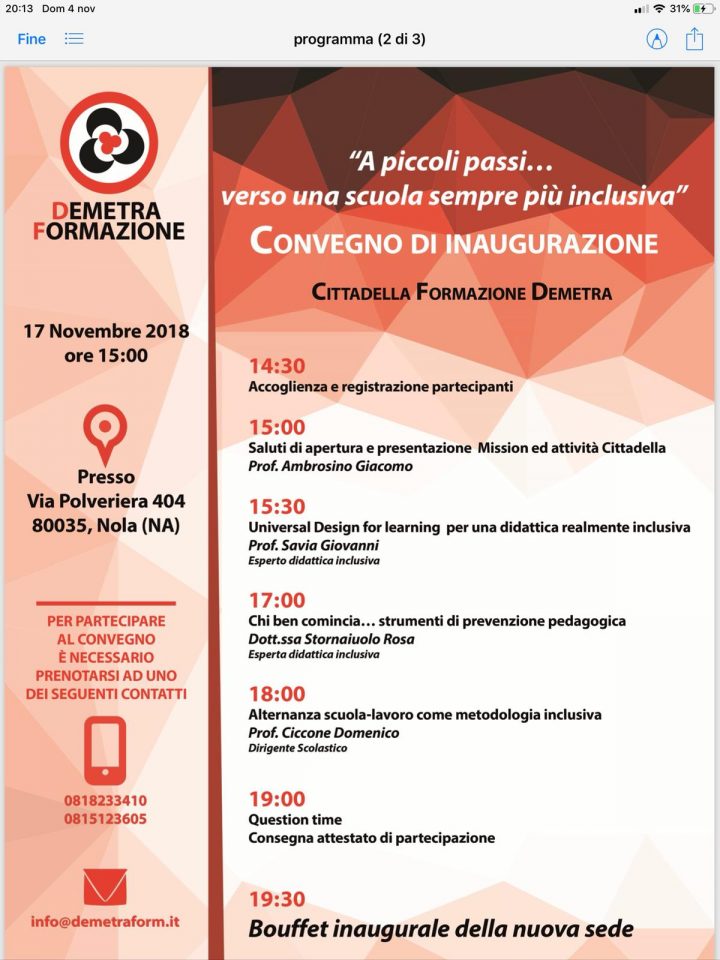A Nola “Demetra Formazione” inaugura la nuova sede con un convegno sulla “scuola inclusiva”