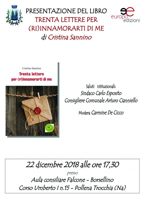 Pollena Trocchia, “Trenta lettere per (ri)innamorarti di me”: oggi pomeriggio la presentazione del libro d’esordio di Cristina Sannino