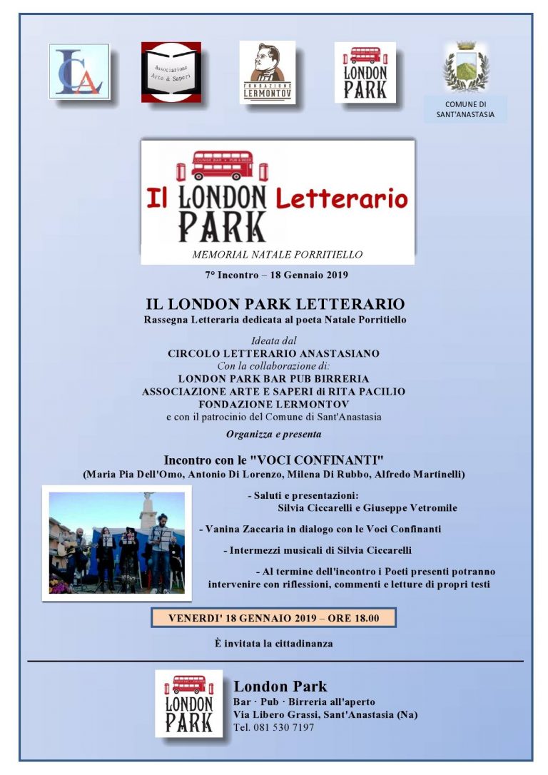 VII Incontro della Rassegna “Il London Park Letterario”