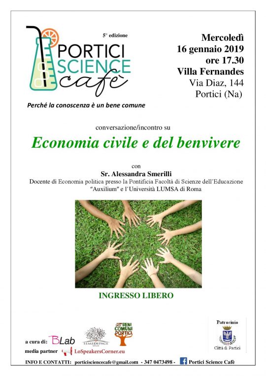 Portici Science Cafè, “Economia civile e del benvivere”: incontro con Alessandra Smerilli
