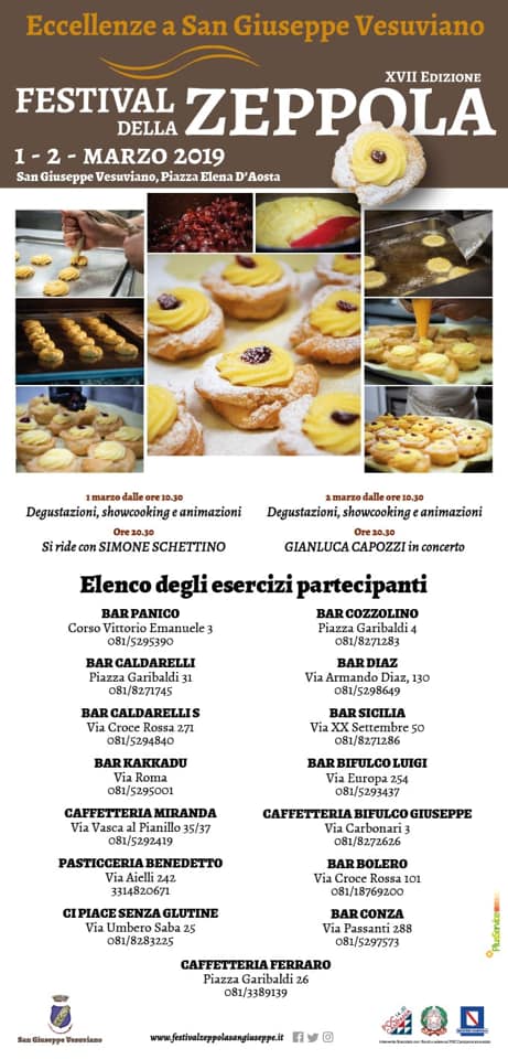 A San Giuseppe Vesuviano il Festival della Zeppola: 1 e 2 marzo stand di degustazione