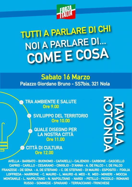 “Tutti a parlare di chi, noi a parlare di come e cosa”: domani il focus di Forza Italia su Nola