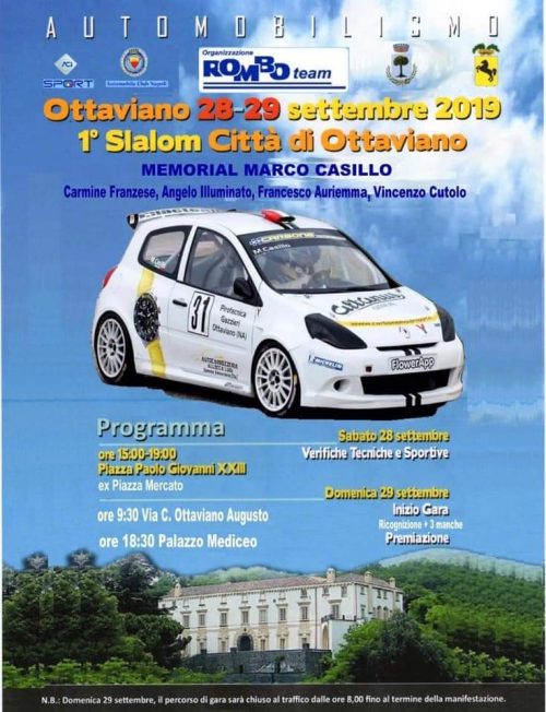 Al via il primo slalom automobilistico “Città di Ottaviano”