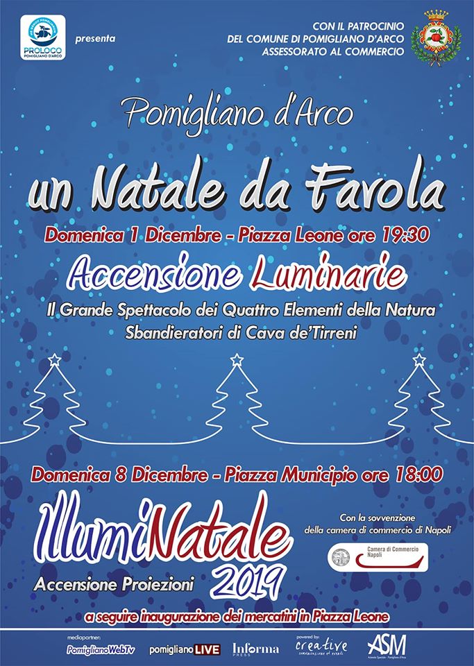 Un «Natale da Favola» a Pomigliano d’Arco, domenica 1 dicembre via alle luminarie