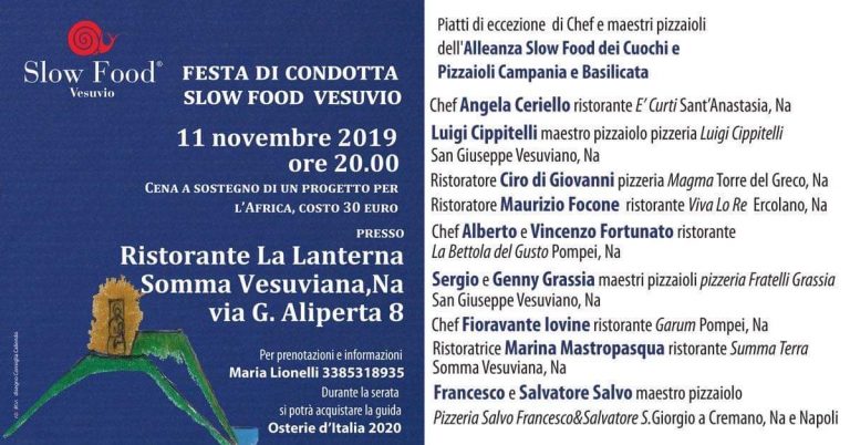 Somma Vesuviana, al ristorante “La Lanterna” Festa in Condotta con Slow Food Vesuvio