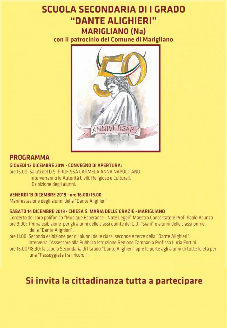 Marigliano, la scuola media “Dante Alighieri” festeggia i suoi primi 50 anni