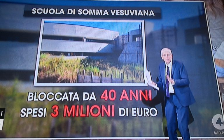 Somma Vesuviana su Rete 4, Rianna: “La Scuola di via Trentola incompiuta e mai riaperta, è ora vergogna nazionale”.
