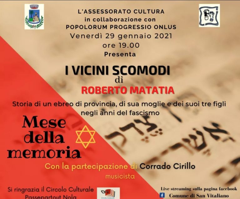 San Vitaliano, lo scrittore Roberto Matatia presenta il suo libro sulla Shoah.