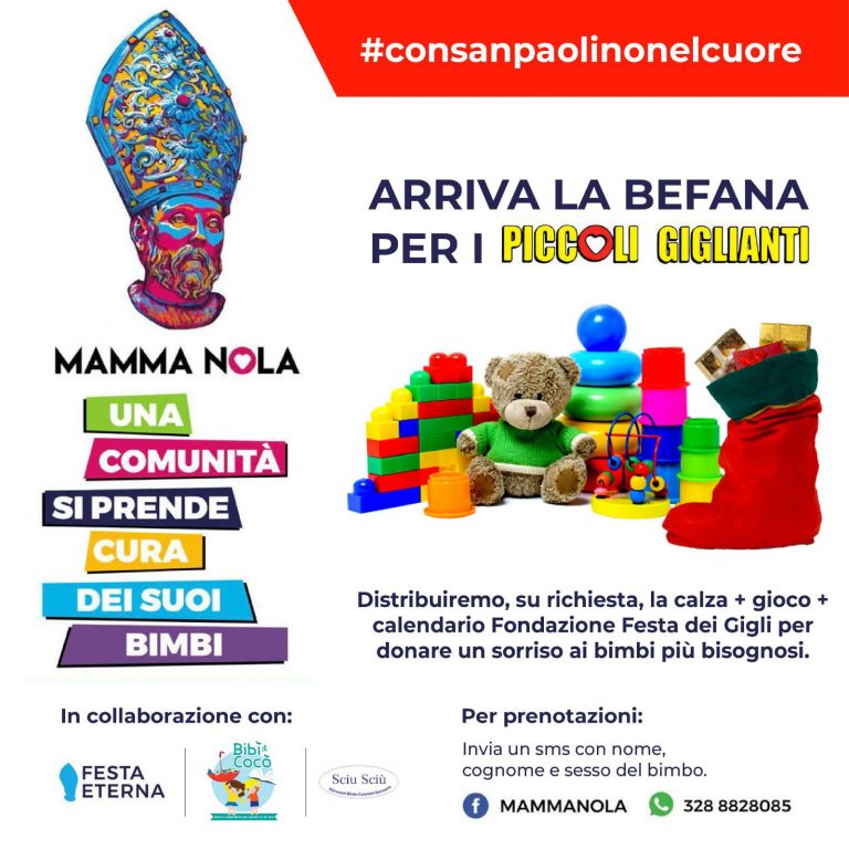 “Arriva la Befana per i piccoli giglianti”: l’associazione Mamma Nola dona un sorriso ai bambini più bisognosi