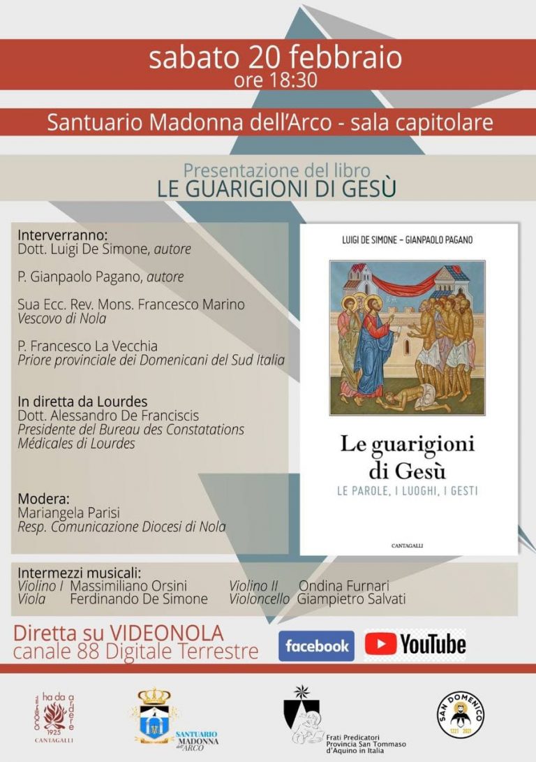 Madonna dell’Arco, “Le guarigioni di Gesù”, sabato il Vescovo Marino alla presentazione del libro