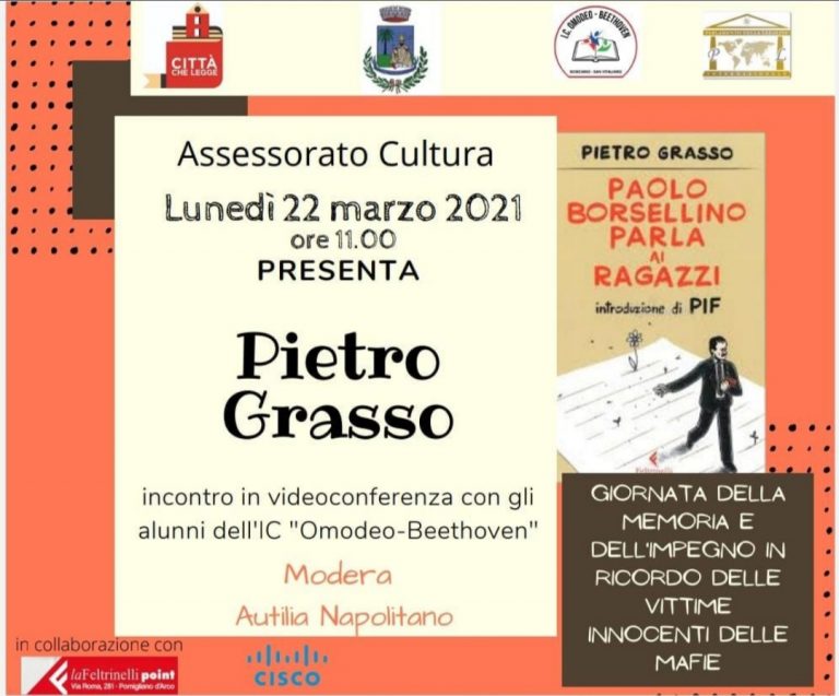 San Vitaliano, il Comune regala il libro di Pietro Grasso agli alunni dell’istituto  “Omodeo Beethoven”