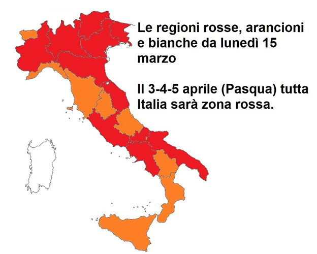 Covid 19, a Pasqua tutta l’Italia si tingerà di rosso…