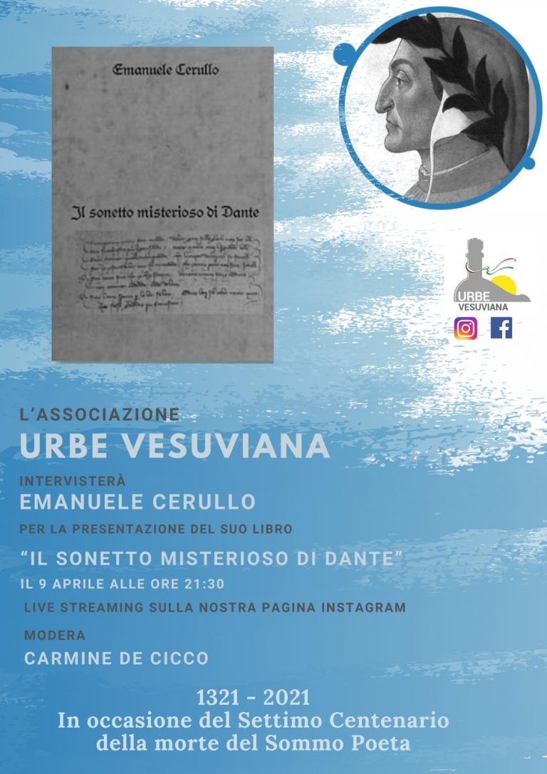 L’associazione Urbe Vesuviana presenta “Il sonetto misterioso di Dante” di Emanuele Cerullo