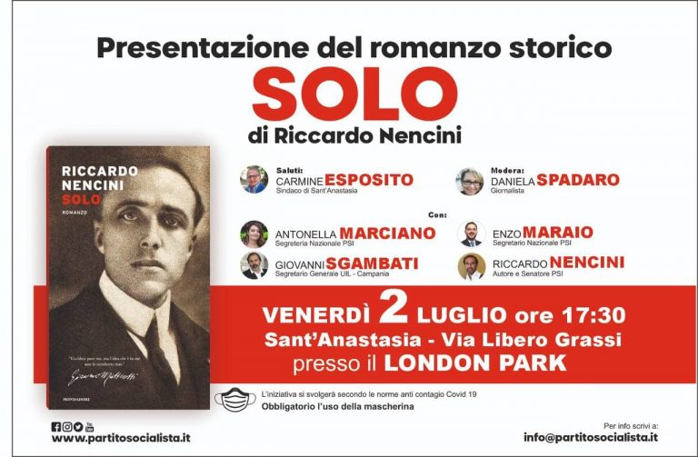Sant’Anastasia, la presentazione di “Solo” con l’autore Riccardo Nencini, senatore Psi