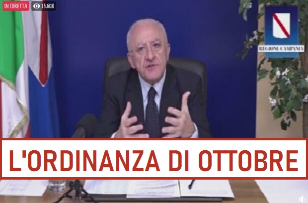 Mascherine e divieto alcol, nuova ordinanza di De Luca
