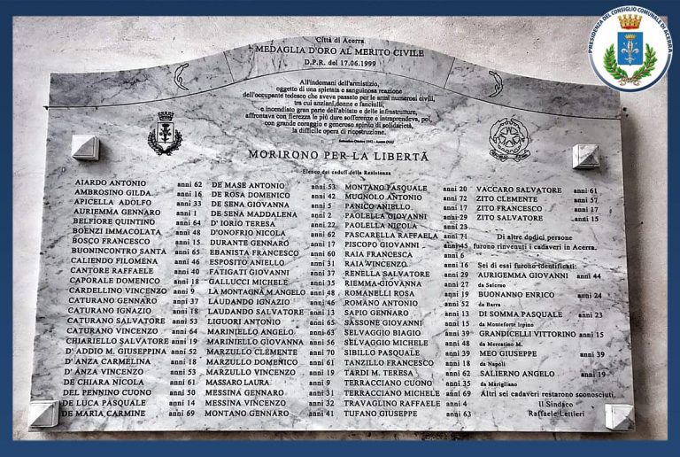 Acerra e l’eccidio nazista, Piatto: “Omaggio all’impegno di chi tiene viva la memoria”