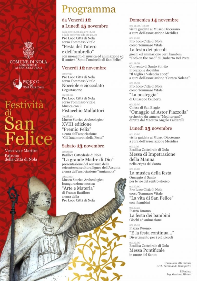 Nola, ufficiale il programma della Festa di San Felice
