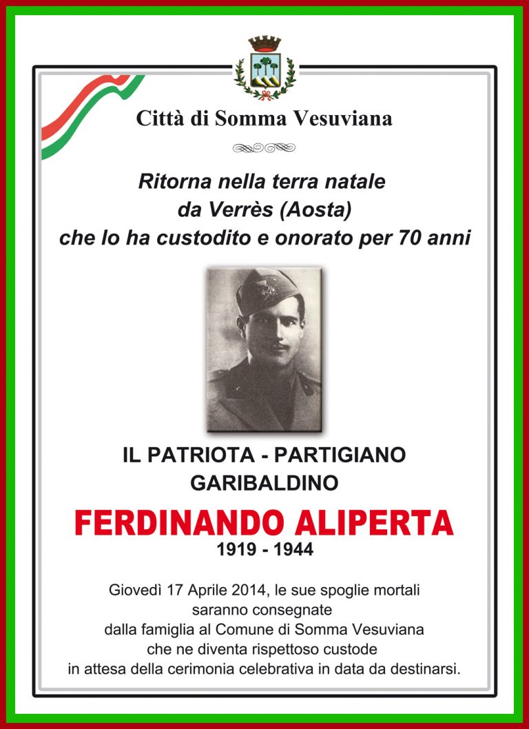 Somma Vesuviana, inaugurazione della sede della Sezione ANPI in memoria del partigiano Ferdinando Aliperta