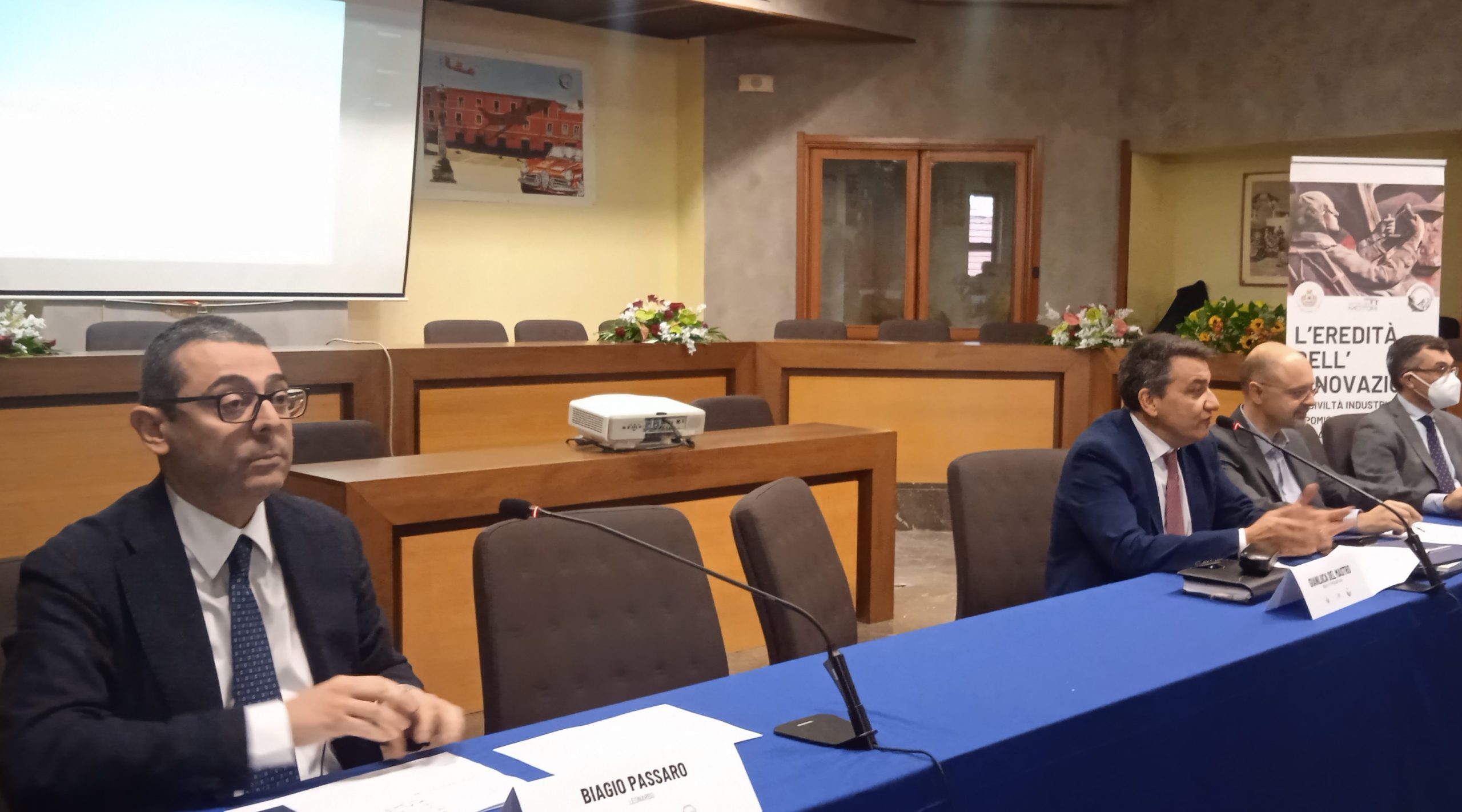 Da sx il direttore della Leonardo, il sindaco Del Mastro e Arbia di Avio Aero