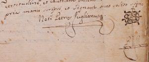 Firma e signum tabellionis del notaio Pietro Iugliano