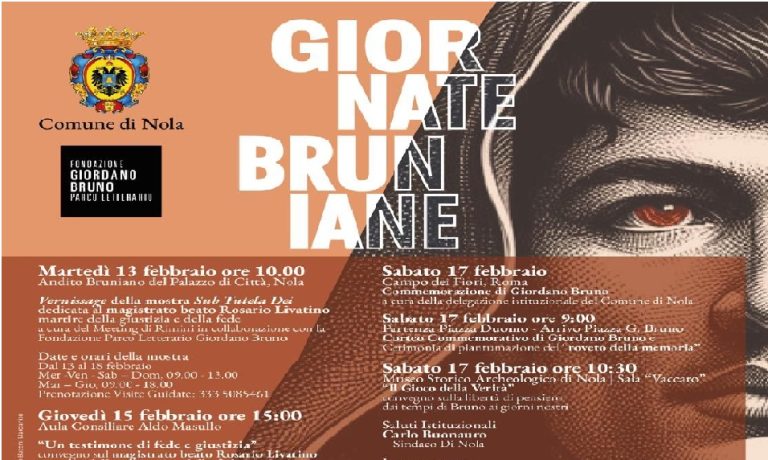 Giornate Bruniane: dal 13 al 18 febbraio si celebra l’anniversario del rogo del filosofo nolano