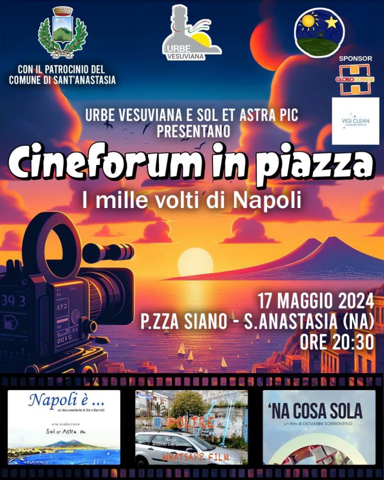 Sant’Anastasia, cinema sotto le stelle. Stasera, 17 maggio, ci sarà l’iniziativa “Cineforum in piazza – I mille volti di Napoli”