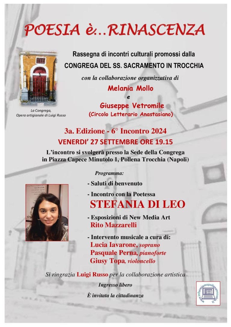 Torna a Pollena Trocchia la rinomata rassegna culturale “Poesia è… Rinascenza”