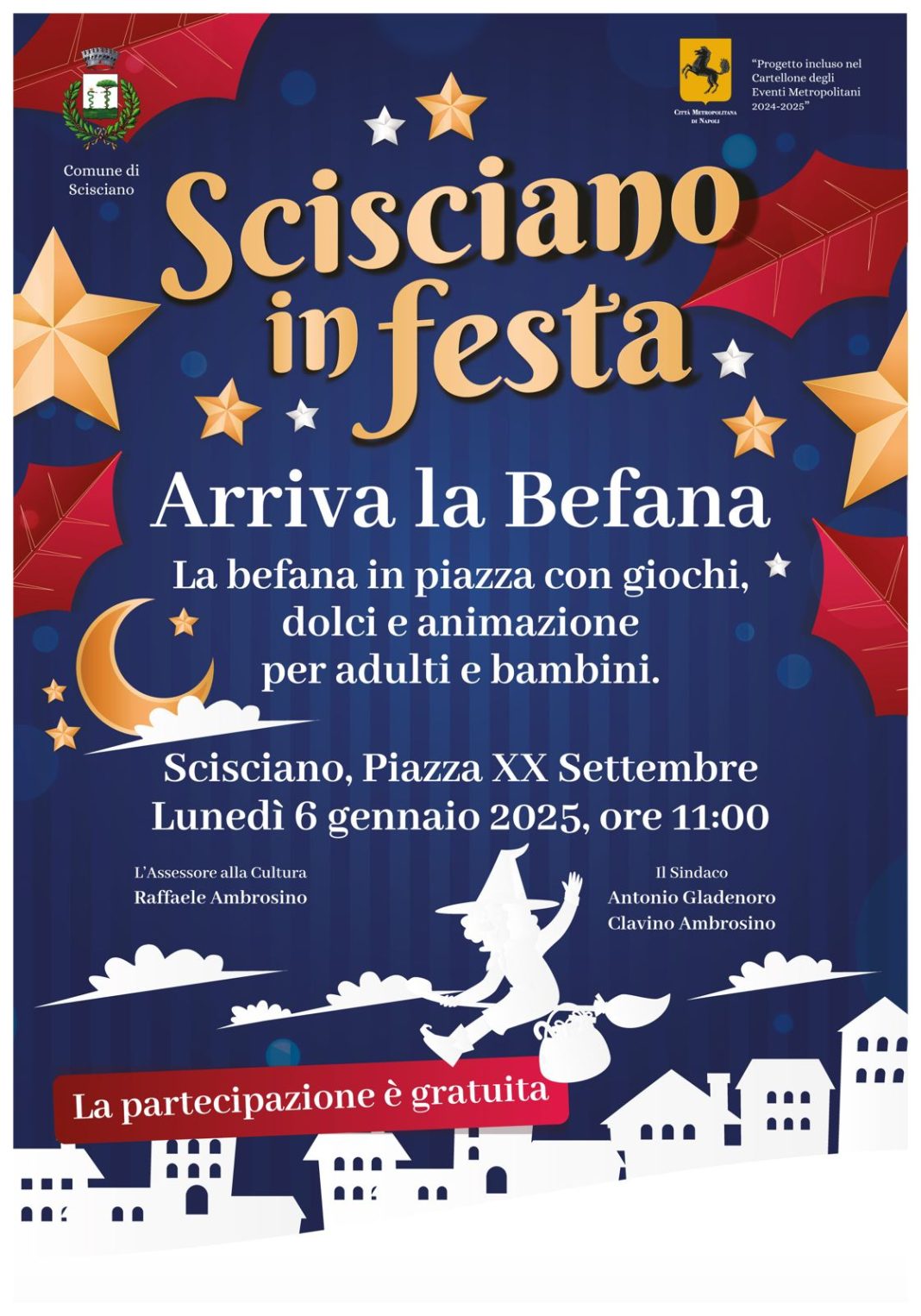 Scisciano, arriva la Befana: l’evento si terrà il 6 gennaio in Piazza XX Settembre