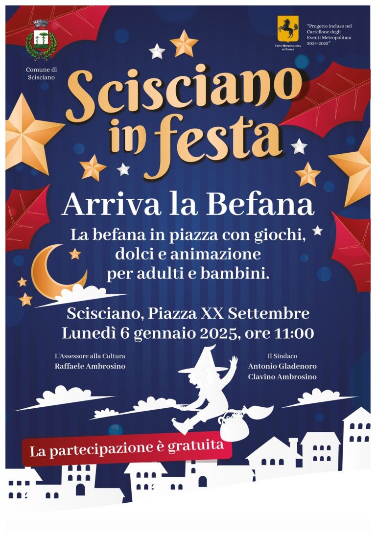 Scisciano, arriva la Befana: l’evento si terrà il 6 gennaio in Piazza XX Settembre