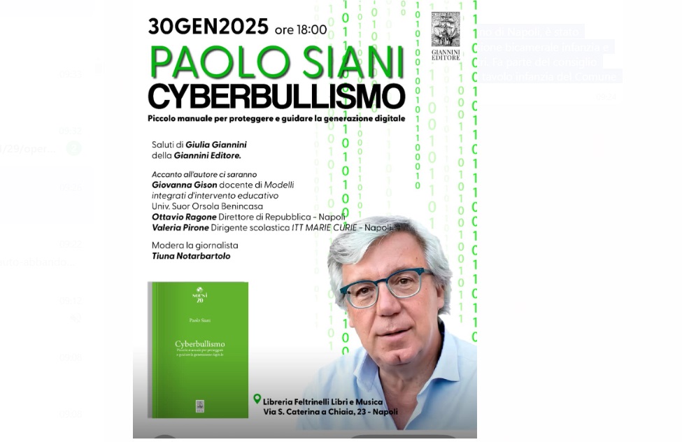 Prima presentazione per Paolo Siani: alla Feltrinelli di Napoli il libro “Cyberbullismo”