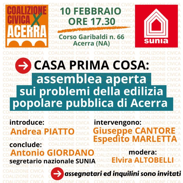 Casa prima cosa: assemblea sull’edilizia popolare ad Acerra con l’ex sindaco