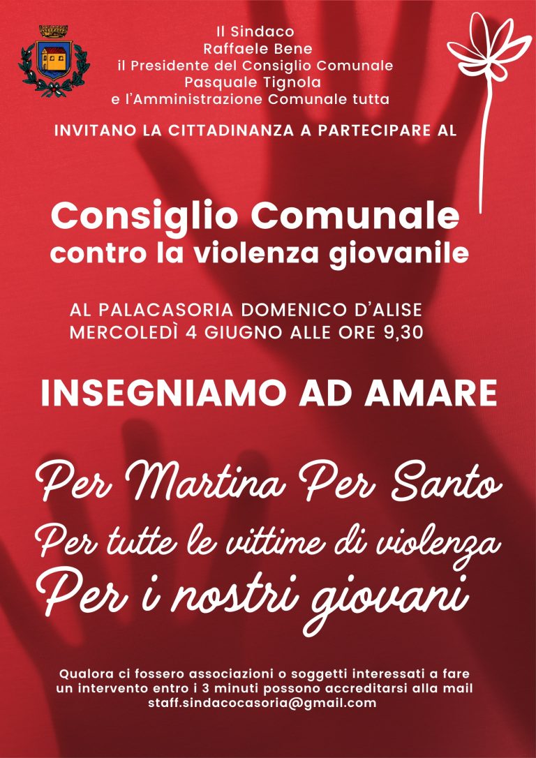 Consiglio comunale straordinario con i giovani dopo la tragedia di Martina