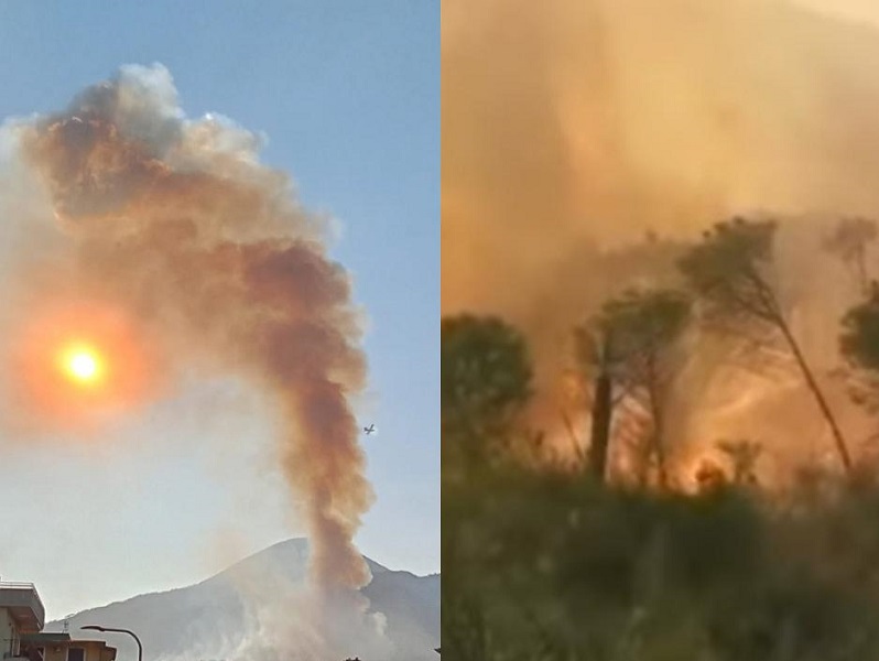 Incendio sul Monte Somma: in fiamme la pineta nei pressi di Terzigno