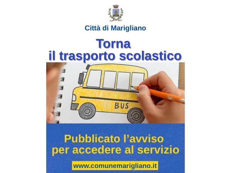 Marigliano, trasporto scolastico: parte il servizio sperimentale e gratuito per l’anno 2025-2026